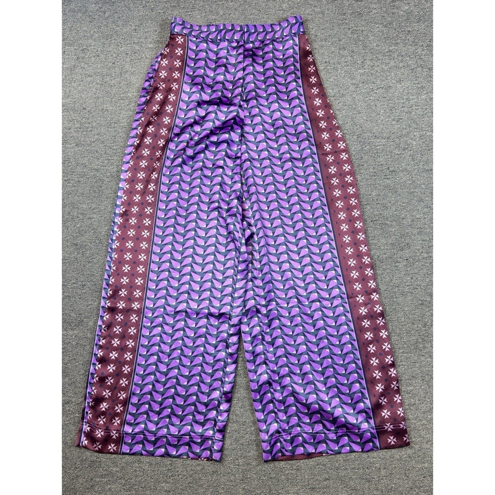 House Of Harlow 1960 Wide Leg Flowy High Rise Satin Feel Pants Boho Women's Sz M